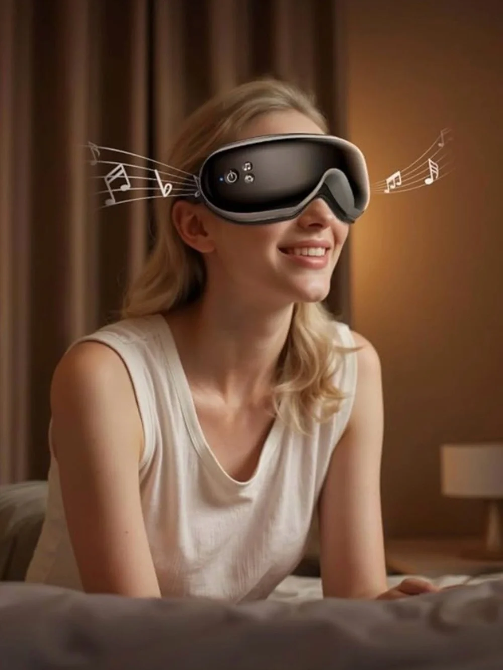 Black Eye Massager with Remote - Soothing Heat & Vibration
